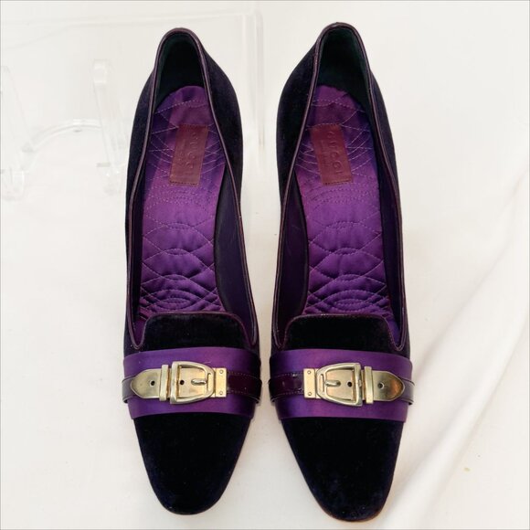 Gucci Purple Velvet Pumps sz 10 - Picture 4 of 13